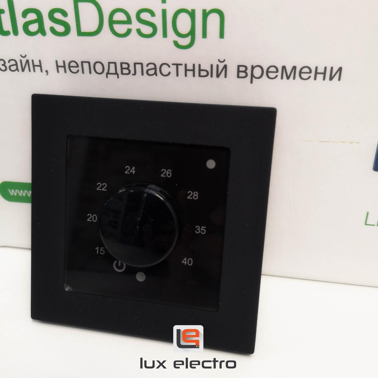 Термостат теплого пола в рамку Schneider Electric ATLAS DESIGN ТР-03, черное оргстекло с датчиком - фото 2 - id-p219063154