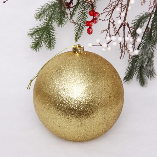 Новогодний шар 20 см "Глиттер", золото - фото 1 - id-p219063178