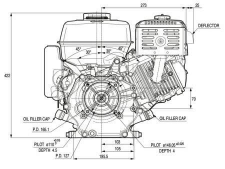 Двигатель к мотоблоку Stark GX270SN (шлиц 25мм,80х80) 9 л.с. - фото 2 - id-p219063412