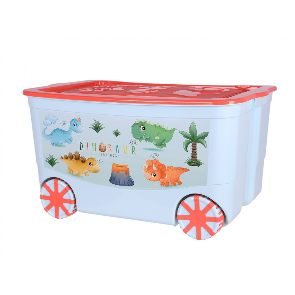 Ящик для хранения игрушек KidsBox Эльфпласт Светло-бирюзовый/коралловый - фото 1 - id-p219064247