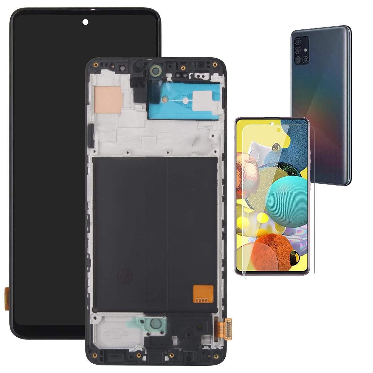 Дисплей (экран) для Samsung Galaxy A51 (A515) в раме с тачскрином (INCELL), черный