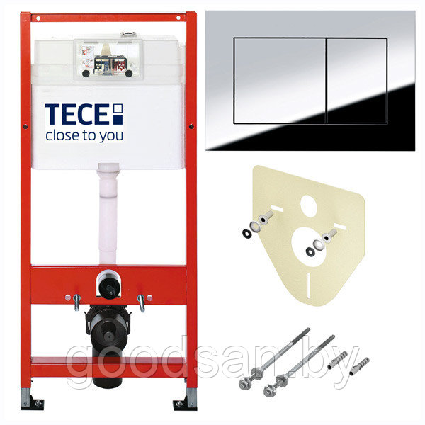 9300302 Комплект инсталляции TECE TECEbase 4 в 1 с хром панелью смыва ТЕСЕnow