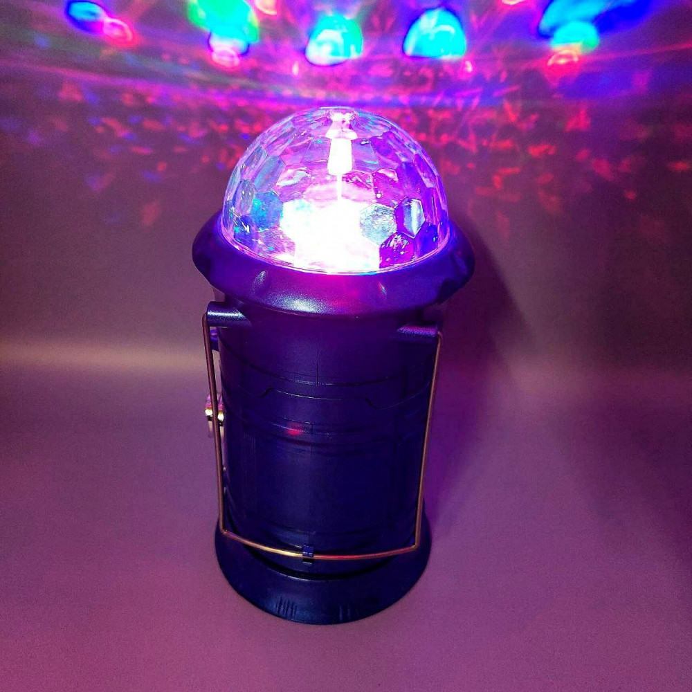 Раздвижной кемпинговый фонарь Magic Cool camping light c диско лампой LL-5801 (3 режима работы, с функцией - фото 6 - id-p215122360