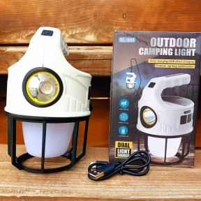 Кемпинговый ручной фонарь-лампа Outdoor camping light SL-008 (USB, солнечная батарея, 6 режимов работы,