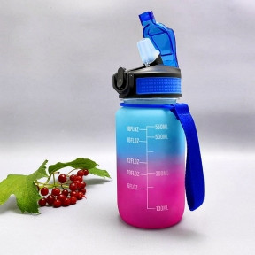 Бутылка для воды 550 мл. с клапаном и разметкой / Двухцветная бутылка для воды и других напитков Сине-розовая - фото 1 - id-p215122408