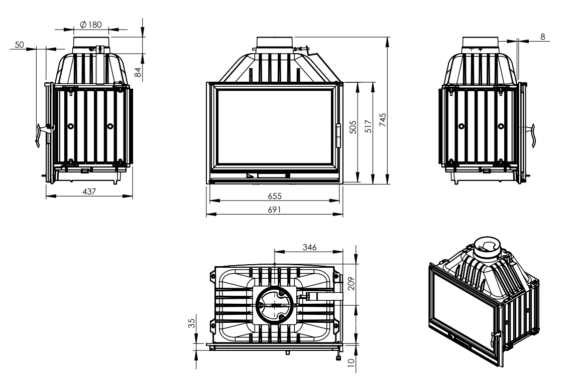 Каминная топка Nordflam LB 700 Pyrolysis - фото 3 - id-p120370448