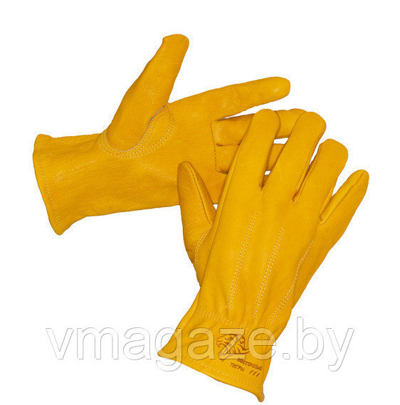 Перчатки рабочие натуральная кожа Восточные Тигры G133 (цвет желтый) - фото 1 - id-p219069385