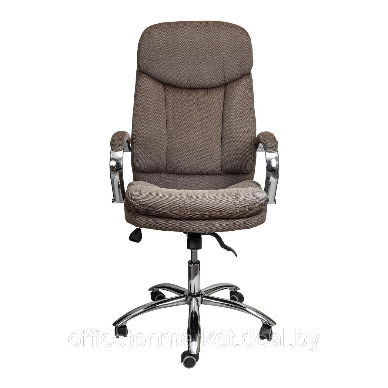 Кресло для руководителя AksHome "Leonardo", ткань, металл, коричневый