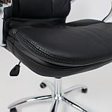 Кресло для руководителя AksHome "Leonardo", натуральная кожа, хром, черный, фото 5