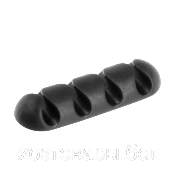 Держатель проводов TORSO, самоклеящийся, 4 деления, 6.5×2 см, черный - фото 1 - id-p219067529