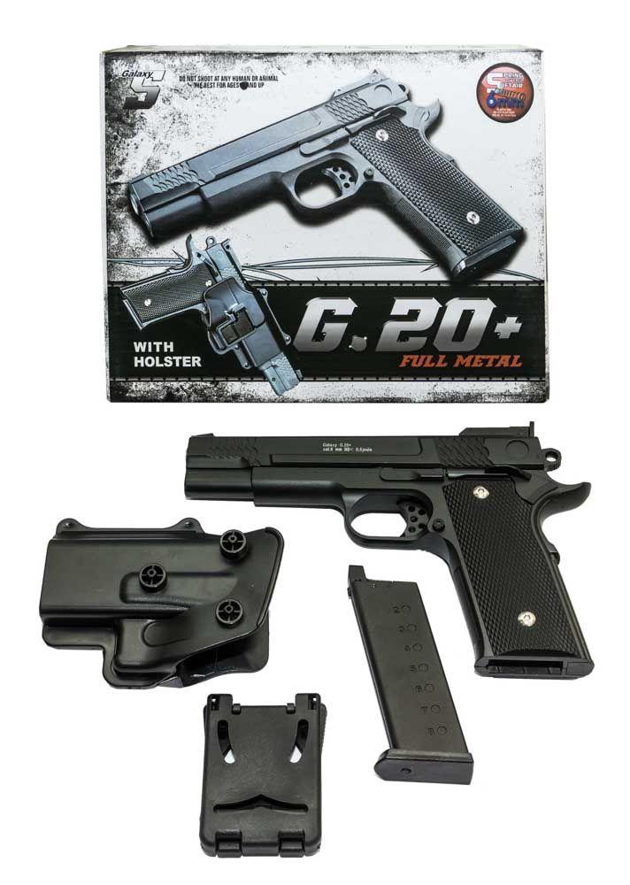 Модель пистолета Браунинг Browning с кобурой Galaxy G.20+ страйкбольный металлический 6мм - фото 1 - id-p219072363