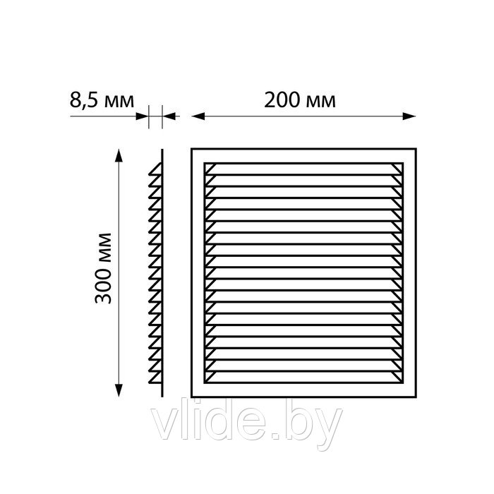 Решетка вентиляционная "КосмоВент" Л200, 200 х 300 мм, с сеткой, неразъемная - фото 5 - id-p202254455