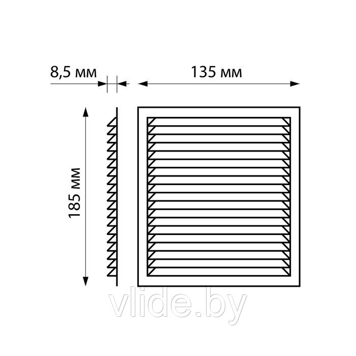 Решетка вентиляционная "КосмоВент" Л135, 135 х 185 мм, с сеткой, неразъемная - фото 5 - id-p202254592