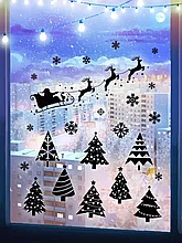 Наклейка новогодняя на стену и окна / интерьер декор стен и окон