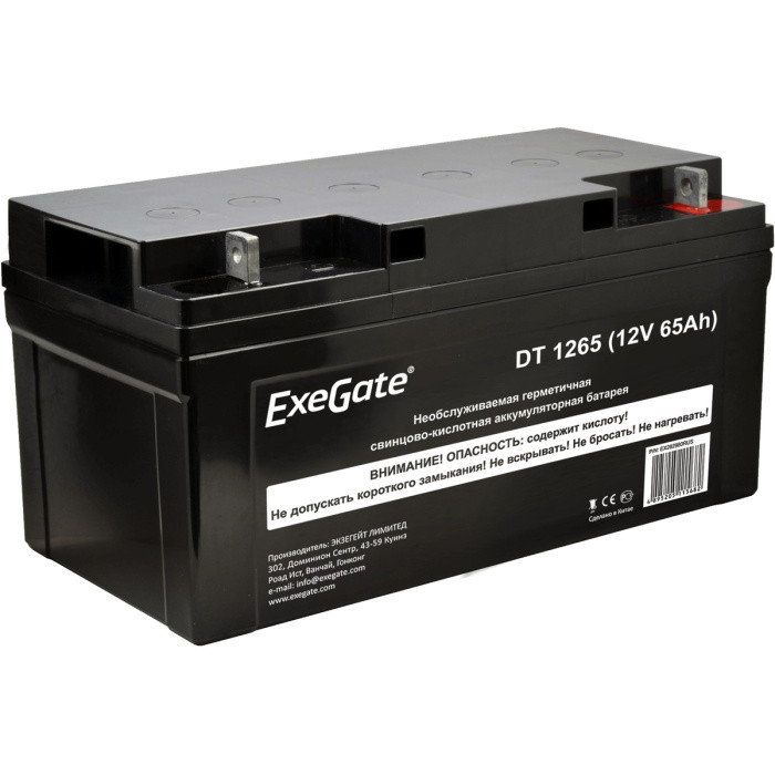 Аккумуляторная батарея ExeGate DT 1265 (12V 65Ah, под болт М6) EX282980RUS - фото 1 - id-p219077496