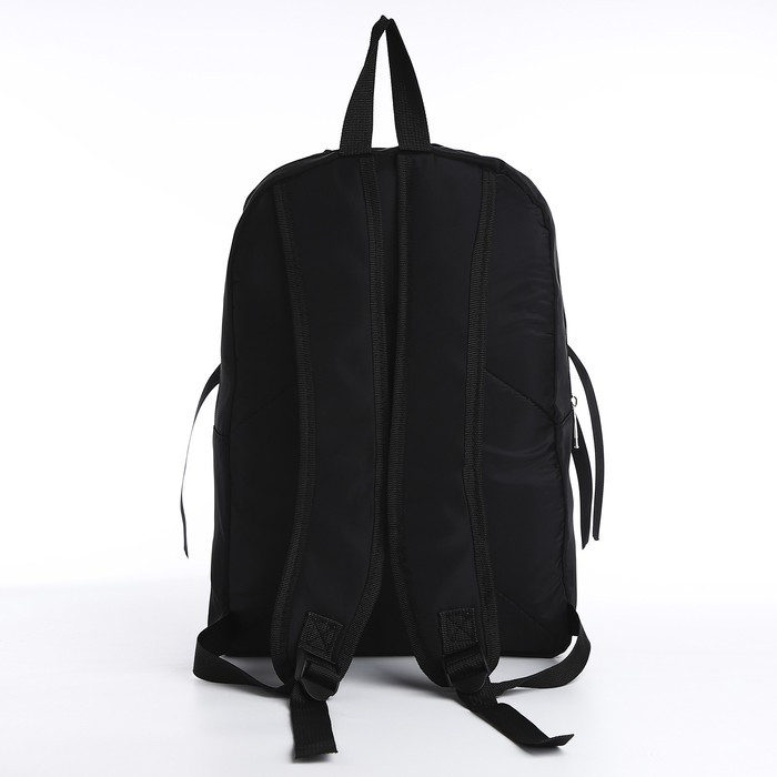 Рюкзак текстильный с лентой, 38х29х11 см, цвет черный - фото 4 - id-p219078470