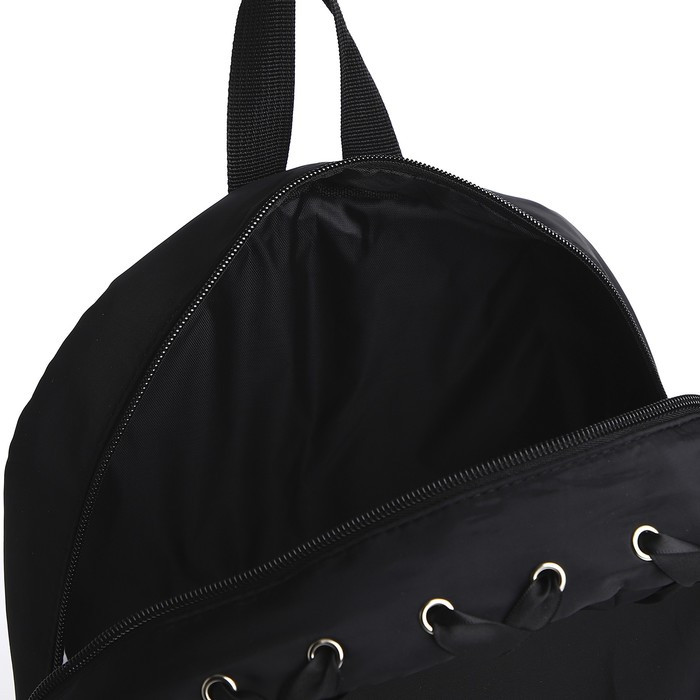 Рюкзак текстильный с лентой, 38х29х11 см, цвет черный - фото 5 - id-p219078470