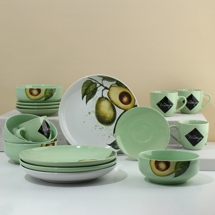 Набор посуды на 4 персоны "Авокадо", 12 предметов - фото 1 - id-p219079601