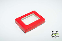 Коробка с прозрачным окном 150х110х30 Красная (белое дно)