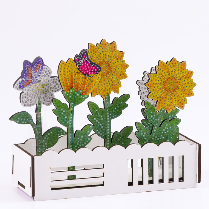Алмазная вышивка "Цветы с бабочками" интерьерный декор - фото 2 - id-p219079487