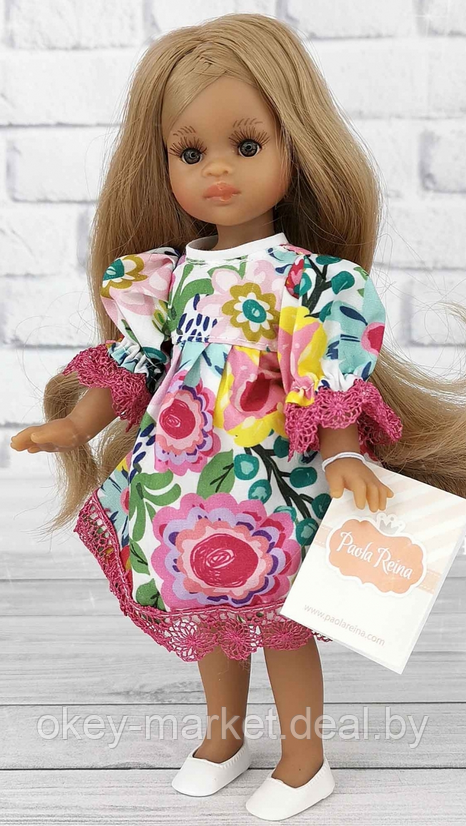 Кукла Paola Reina Мартина в цветочном платье с розовым кружевом, 21 см - фото 6 - id-p219123102