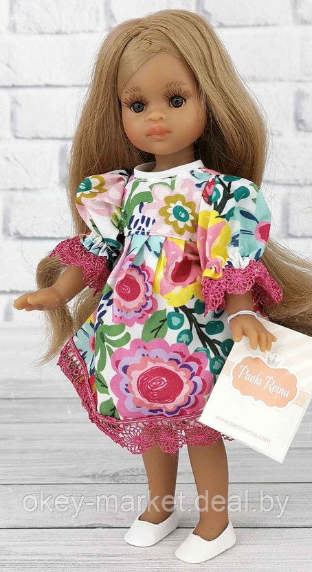 Кукла Paola Reina Мартина в цветочном платье с розовым кружевом, 21 см - фото 7 - id-p219123102