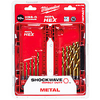 Набор сверл по металлу 3-10 мм (10 шт) Shockwave HSS-G Tin Red Hex Milwaukee (48894759)