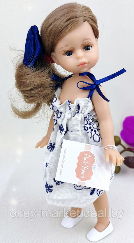 Кукла Paola Reina Валериа в белом платье с синей заколкой-розой, 21 см - фото 10 - id-p219129047