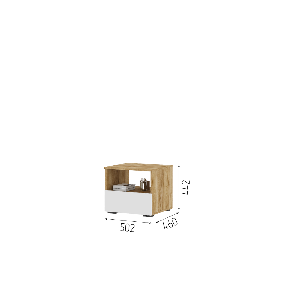 Тумба прикроватная Хелен ТБ-01 - Белый/Дуб крафт золотой (Стендмебель) - фото 2 - id-p219135957