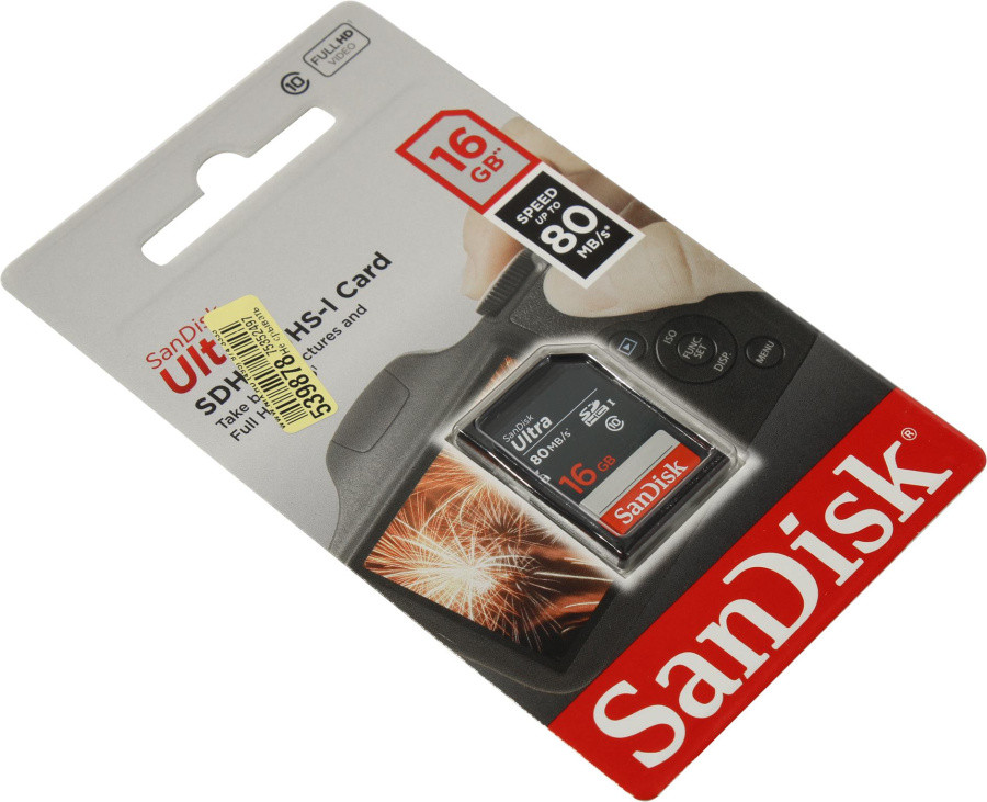 Карта памяти SanDisk Ultra SDSDUNS-016G-GN3IN SDHC Memory Card 16Gb UHS-I U1 Class10 - фото 1 - id-p219076921