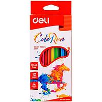 Карандаши цветные DELI Colorun пластиковые 12 цветов, трёхгранные (Цена с НДС)