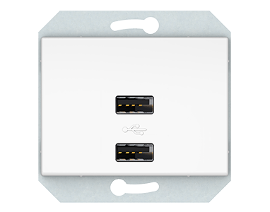 USB зарядное устройство двухместное 2xUSB 3,4 А без рамки, белый - фото 1 - id-p219152927