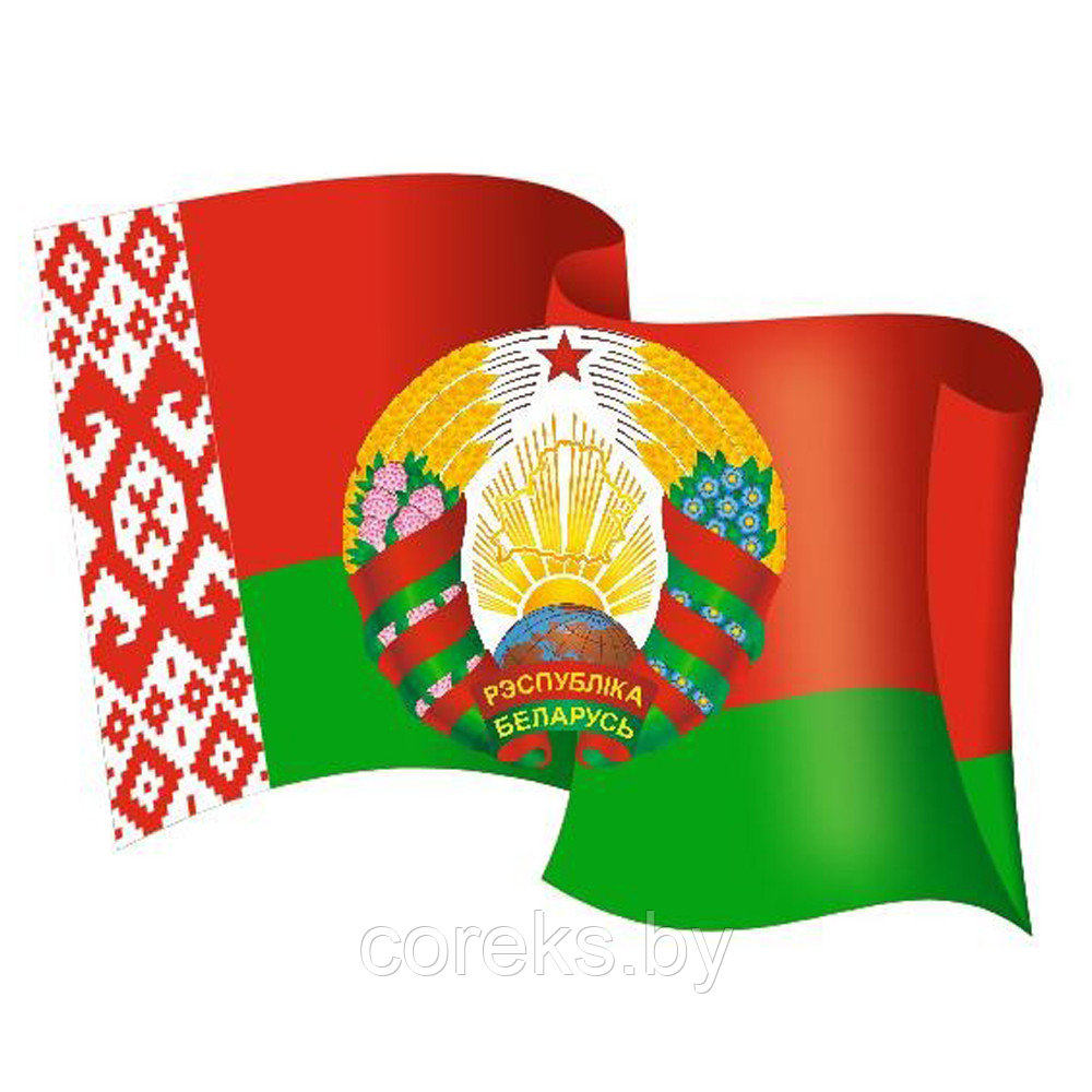 Наклейка герб с флагом Республики Беларусь (размер 37*32 см) - фото 1 - id-p219170175