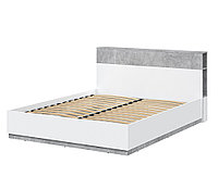 Двуспальная кровать Quartz QZ-К160 с ПМ (белый платинум/бетон) Интерлиния