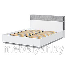 Двуспальная кровать Quartz QZ-К160 с ПМ (белый платинум/бетон) Интерлиния