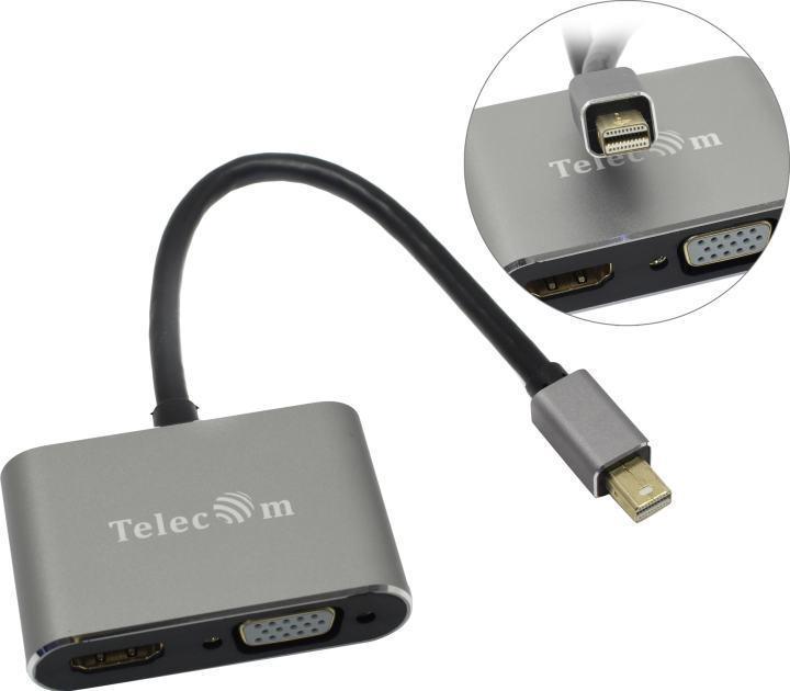 Telecom TA6080 Кабель-адаптер miniDisplayPort(M) - VGA (15F)/HDMI 19(F) - фото 1 - id-p219076341