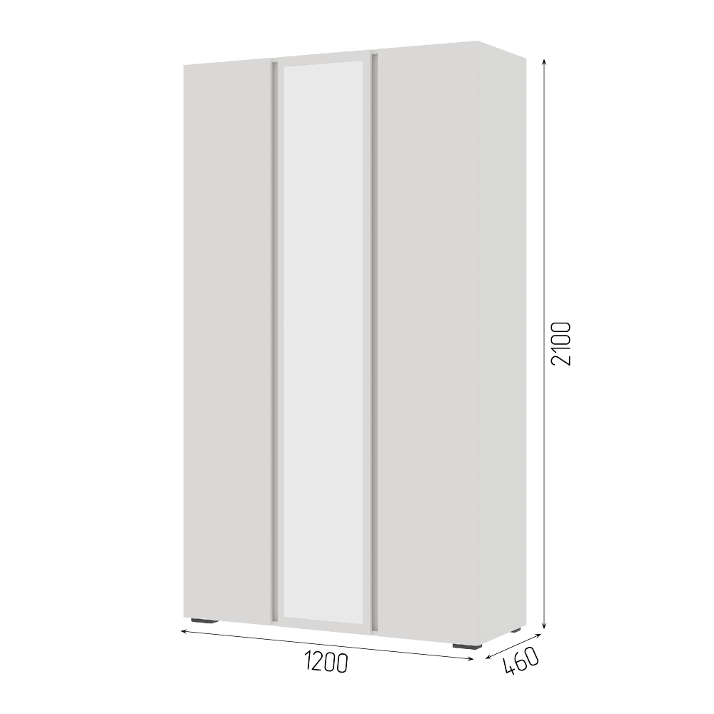 Шкаф 3х створчатый с зеркалом Хелен ШК-02 - Белый (Стендмебель) - фото 2 - id-p219181710