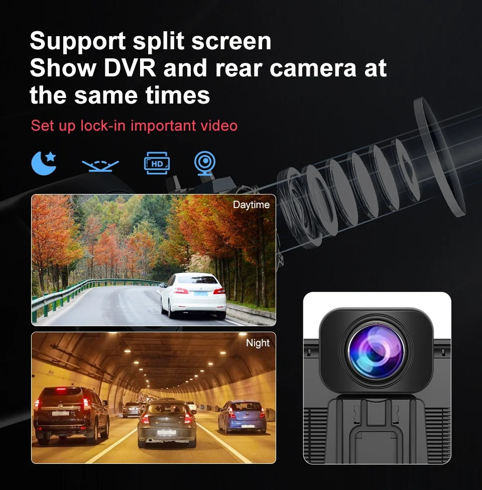 Автомобильный видеорегистратор Carplay 10,26" (2K+1080P двойная запись) + камера заднего вида - фото 8 - id-p219190497