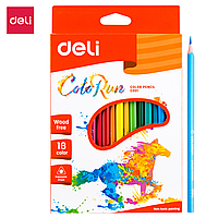 Карандаши цветные DELI 18 цветов треугольные пластиковые (Цена с НДС)