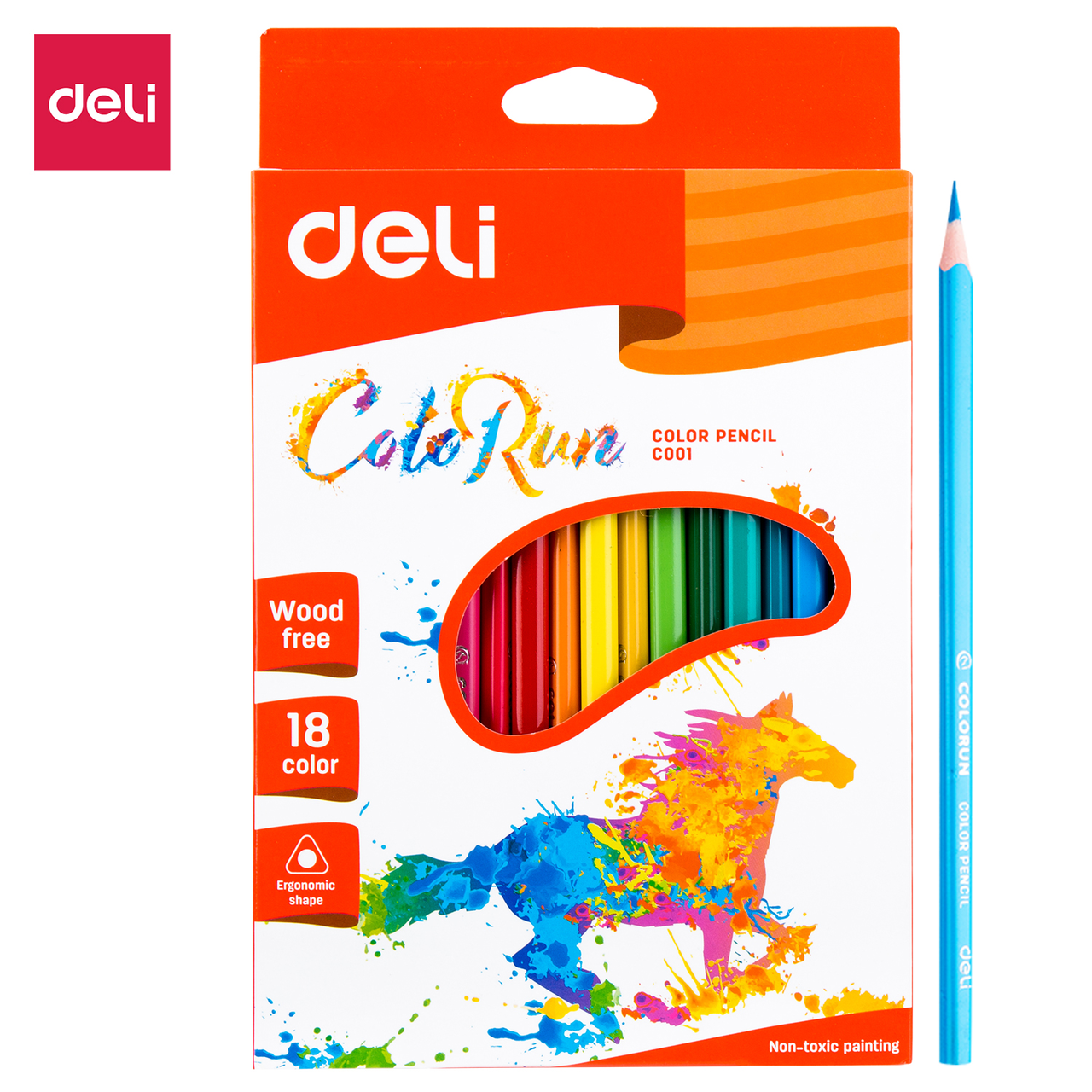 Карандаши цветные DELI 18 цветов треугольные пластиковые (Цена с НДС) - фото 1 - id-p99349599