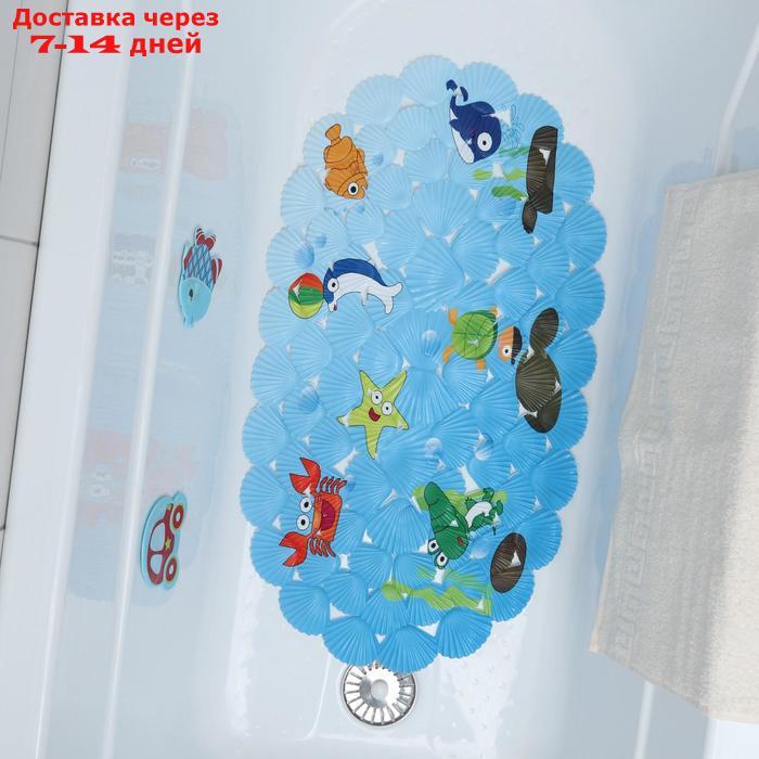 Коврик для ванны Доляна "Морские игры", 37×65 см - фото 2 - id-p219072231