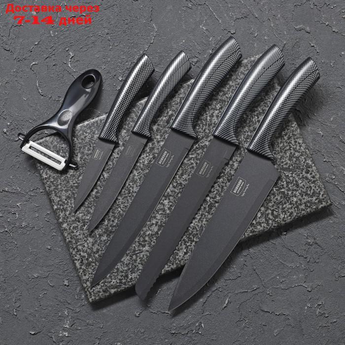 Набор кухонных ножей "Гипноз", 6 предметов, цвет чёрный - фото 2 - id-p219074853
