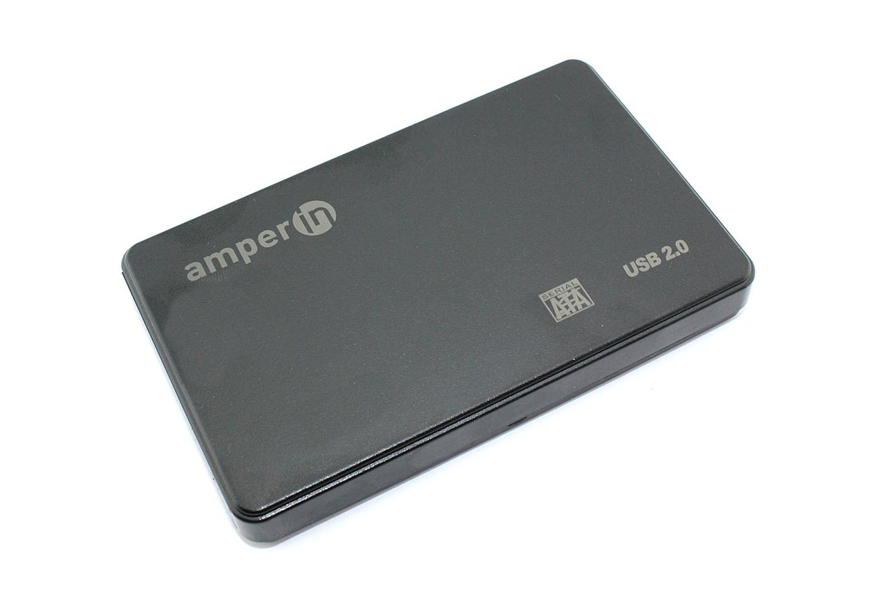 Корпус для жесткого диска Amperin AM25U2PB 2,5", USB 2.0, пластиновый, черный - фото 1 - id-p208110091