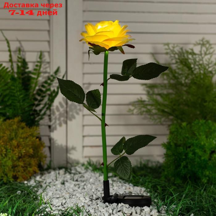 Фонарь садовый на солнечной батарее "Роза желтая" 75 см, 1 LED, БЕЛЫЙ - фото 2 - id-p219075035