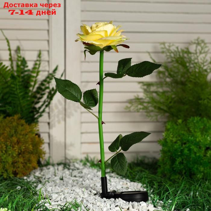 Фонарь садовый на солнечной батарее "Роза желтая" 75 см, 1 LED, БЕЛЫЙ - фото 3 - id-p219075035