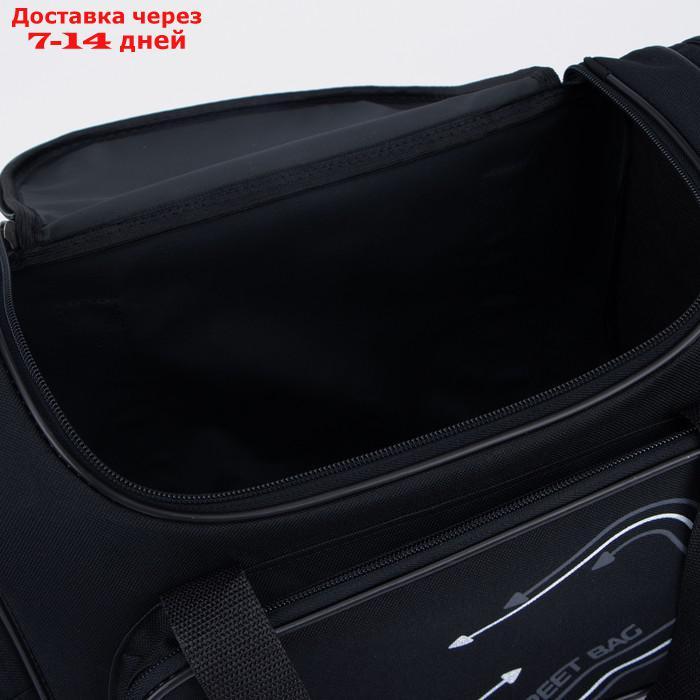 Сумка дорожная, отдел на молнии, 3 наружных кармана, длинный ремень, цвет чёрный - фото 3 - id-p219073579