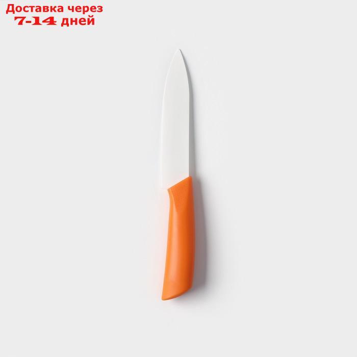 Нож керамический "Симпл", лезвие 12,5 см, ручка soft touch, цвет оранжевый - фото 3 - id-p219074086
