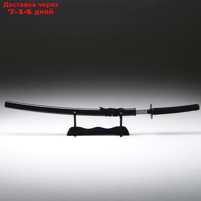 Сувенирное оружие "Катана на подставке", чёрные ножны, 78см - фото 3 - id-p219075254