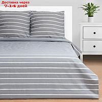 Постельное бельё Этель Дуэт Gray stripes 143х215см-2шт,220х240см,70х70см-2шт, 100% хлопок, поплин