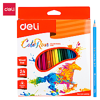 Карандаши цветные DELI трёхгранные пластиковые 24 цвета (Цена с НДС)